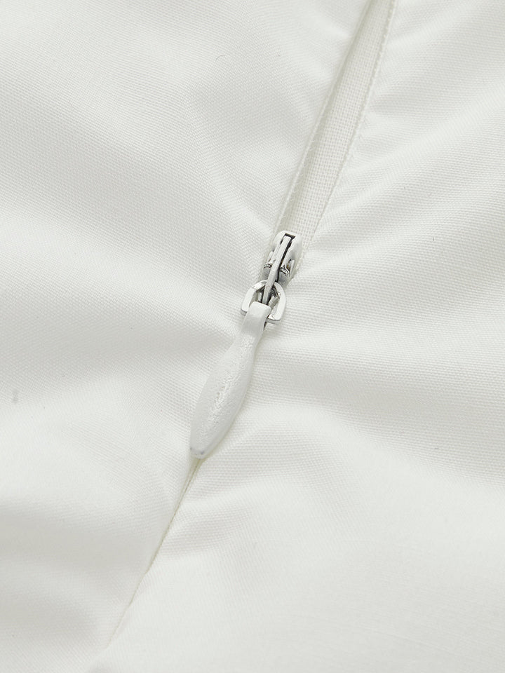Peplum Spagetti Askılı Bluz Beyaz Gizli Fermuarlı Kombin - SvelteChic