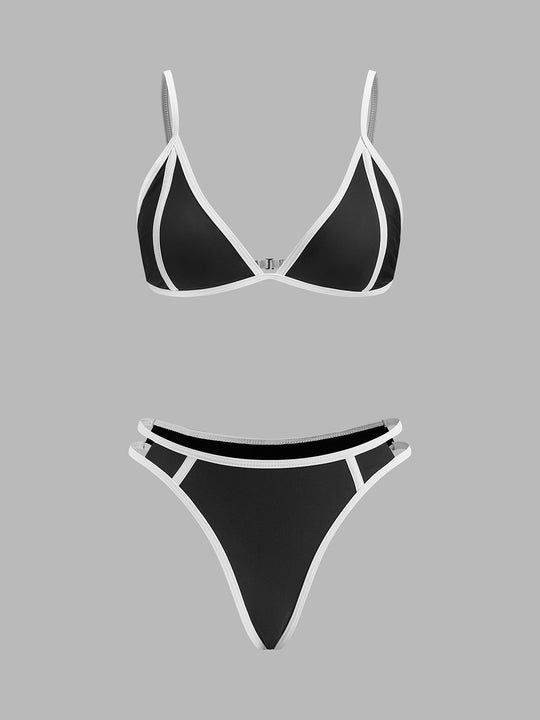 Kontrast Kenar Detaylı Bikini Takımı Siyah - SvelteChic Kadın Giyim