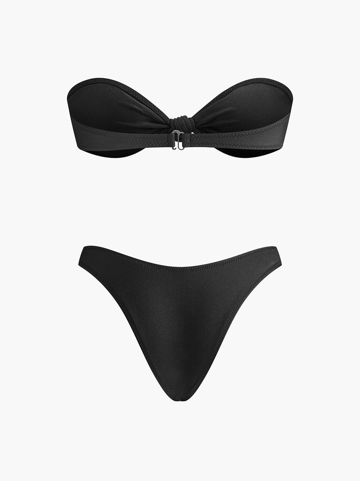 Şık Düğümlü Bandeau Bikini Takımı Siyah Görsel 8 - SvelteChic