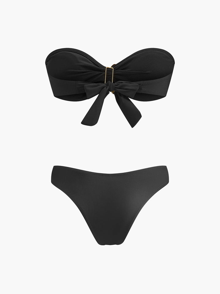 Deniz Yıldızı Süslemeli Bandeau Bikini File Etek Siyah Görsel 4 - SvelteChic