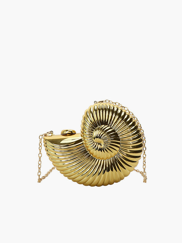Şık Altın Spiral Kabuk Tote Çanta Ekru Saten Kombin - SvelteChic