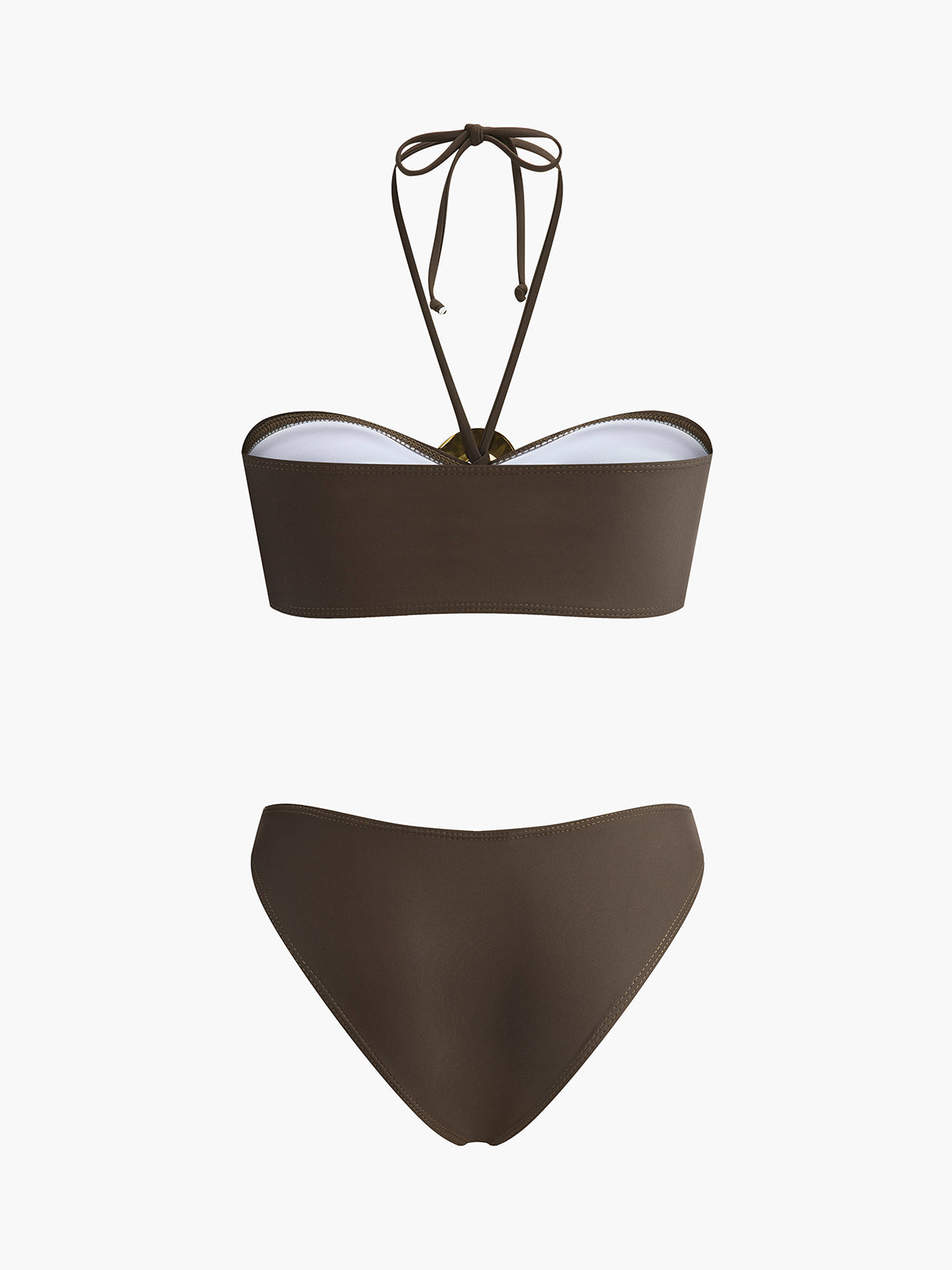Metal Aksan Bikini Takımı Drapeli Etek Koyu Kahverengi · 3