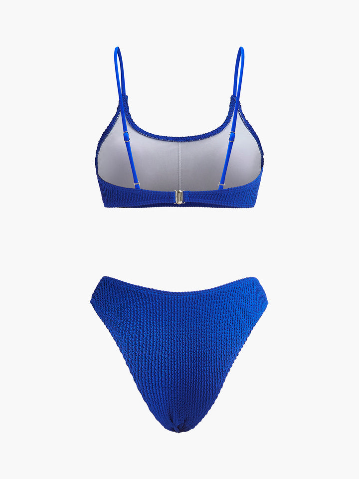 Dokulu Ribanalı Yüksek Bel Bikini Seti Mavi Görsel 8 - SvelteChic