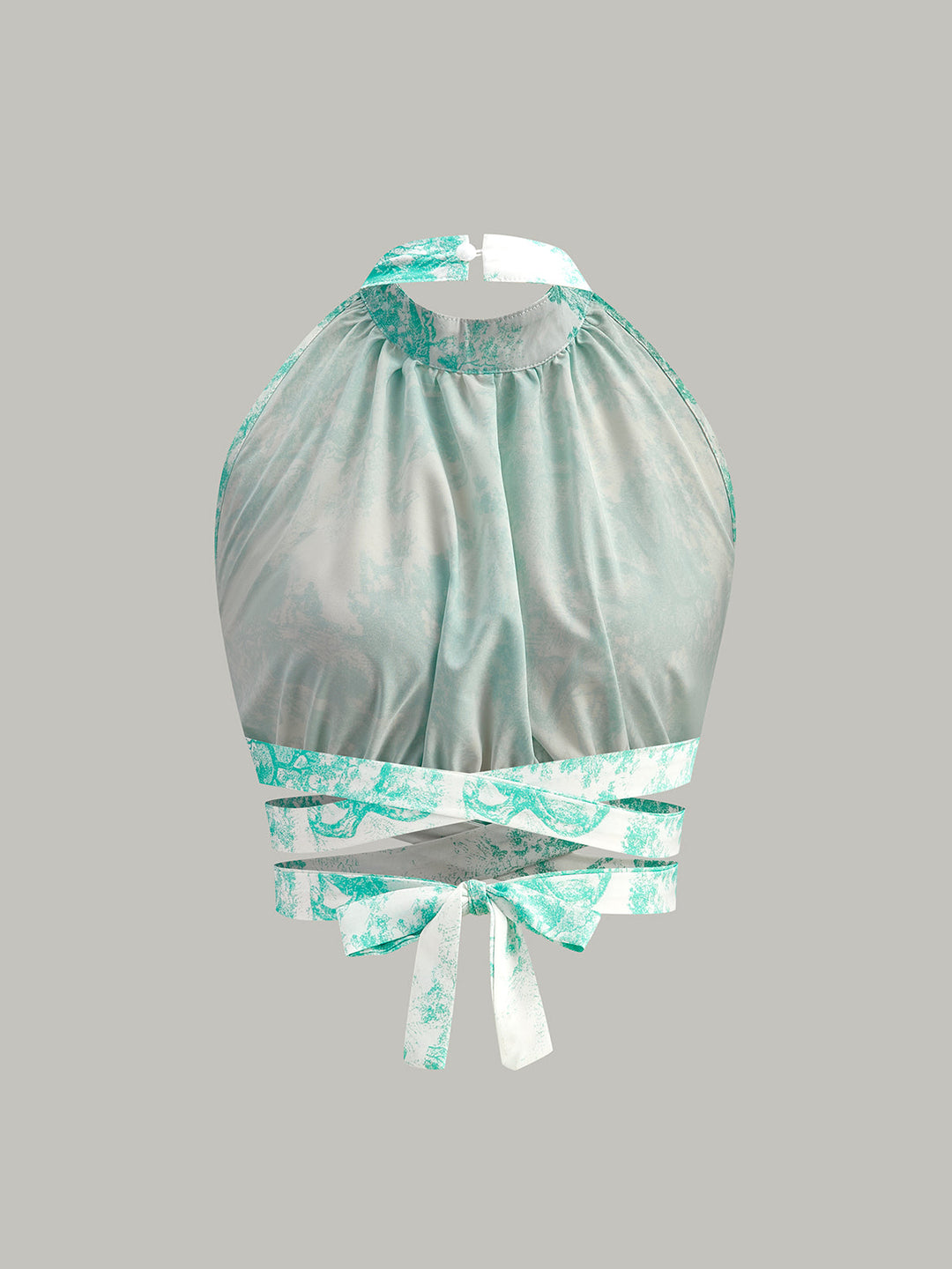 Halter Yaka Sırt Dekolteli Düğmeli Etek Takımı Yeşil