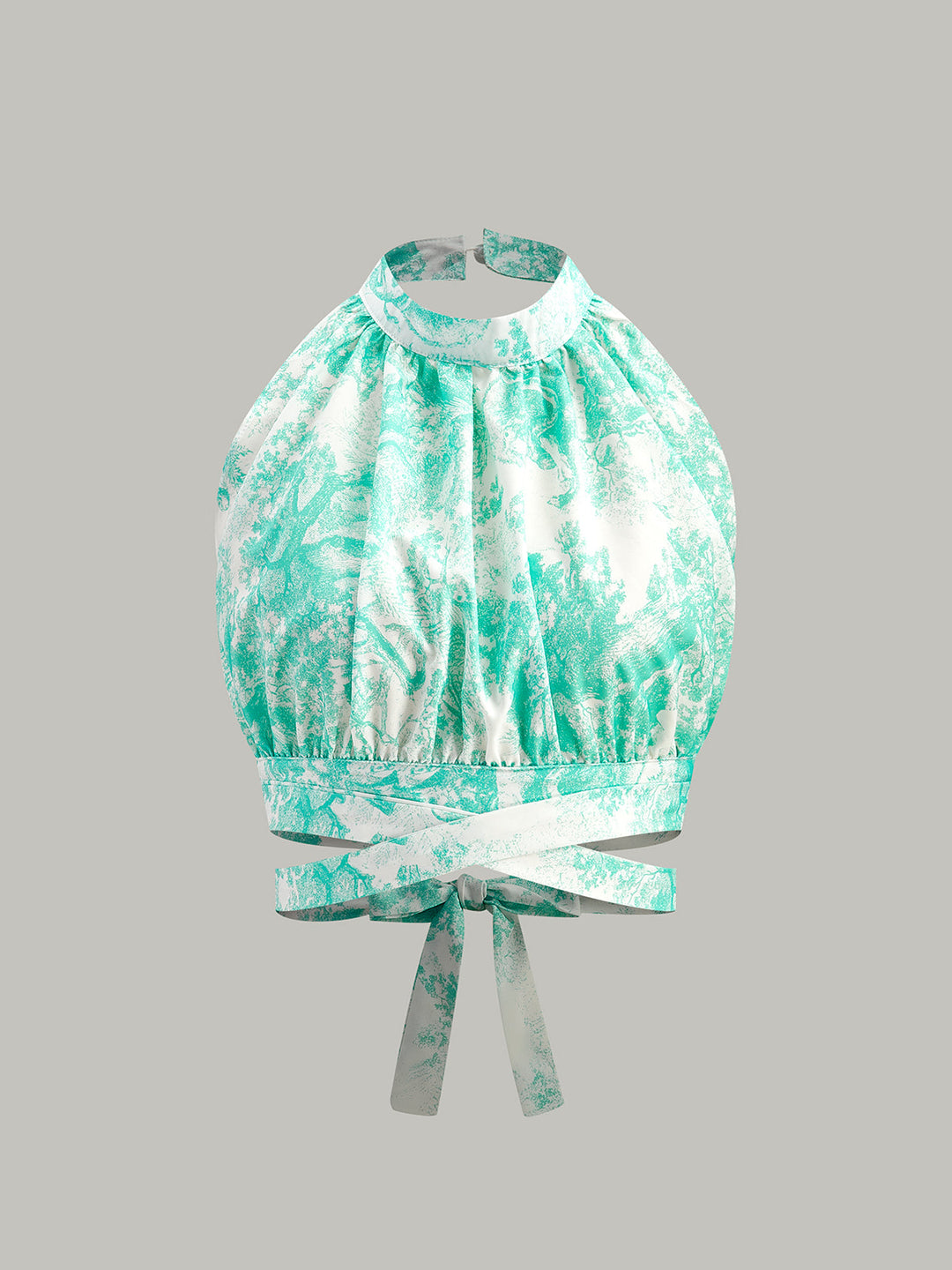 Halter Yaka Sırt Dekolteli Düğmeli Etek Takımı Yeşil