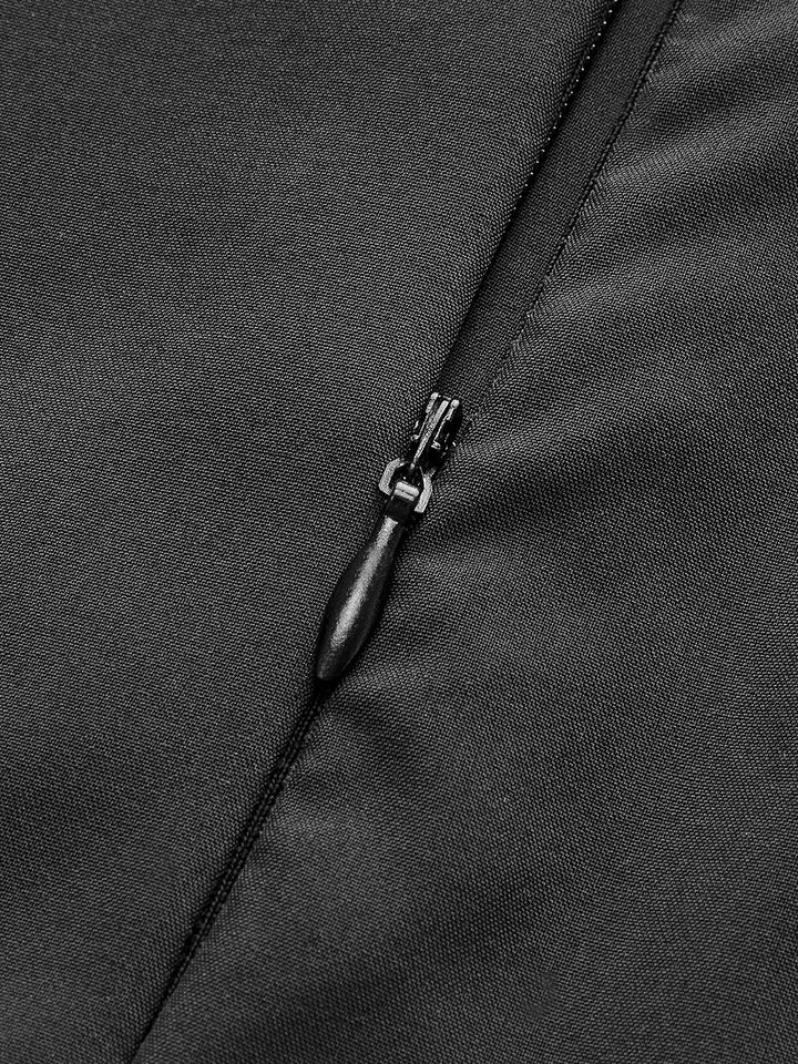 Renk Bloklu Kalp Yaka Maxi Abiye Elbise Siyah Kesik Bel