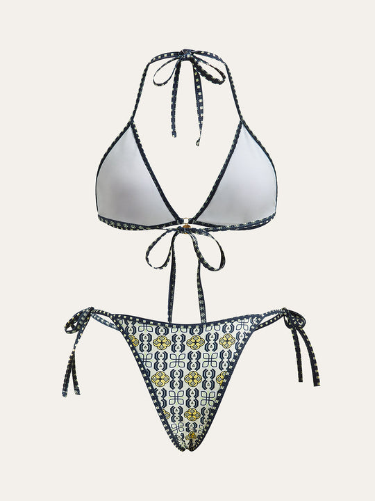 Desenli Halter Bikini Takımı Çok Renkli Jarse Detay Görünüm - SvelteChic