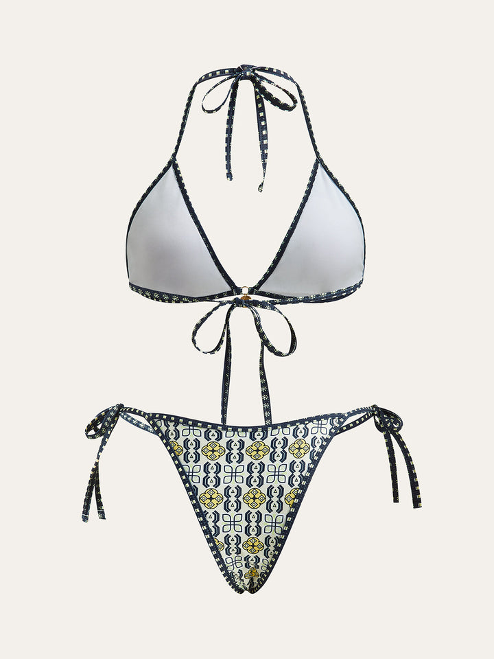 Desenli Halter Bikini Takımı Çok Renkli Jarse Detay Görünüm - SvelteChic