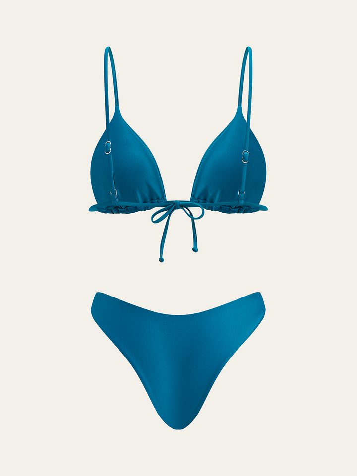 Üçgen Bikini Takımı Lacivert İki Alt Stili Kombin - SvelteChic