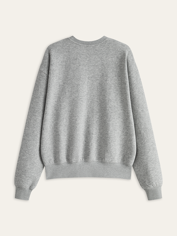 Pamuk Karışımlı Yuvarlak Yaka Sweatshirt Açık Gri Uzun Kollu Görsel 9 - SvelteChic