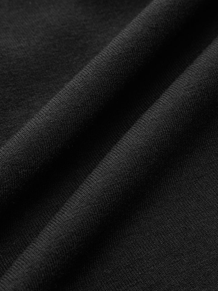 Kontrast Dikiş Uzun Kollu Tişört Siyah Slim Fit Görsel 7 - SvelteChic