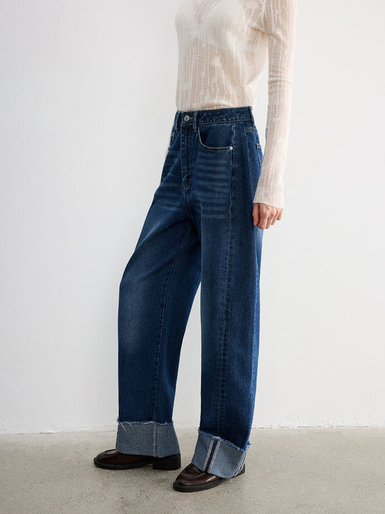 Paça Detaylı Jean Lacivert Regular Fit Detay Görünüm - SvelteChic