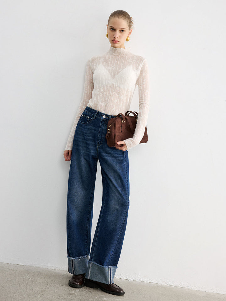 Paça Detaylı Jean Lacivert Regular Fit Görsel 4 - SvelteChic
