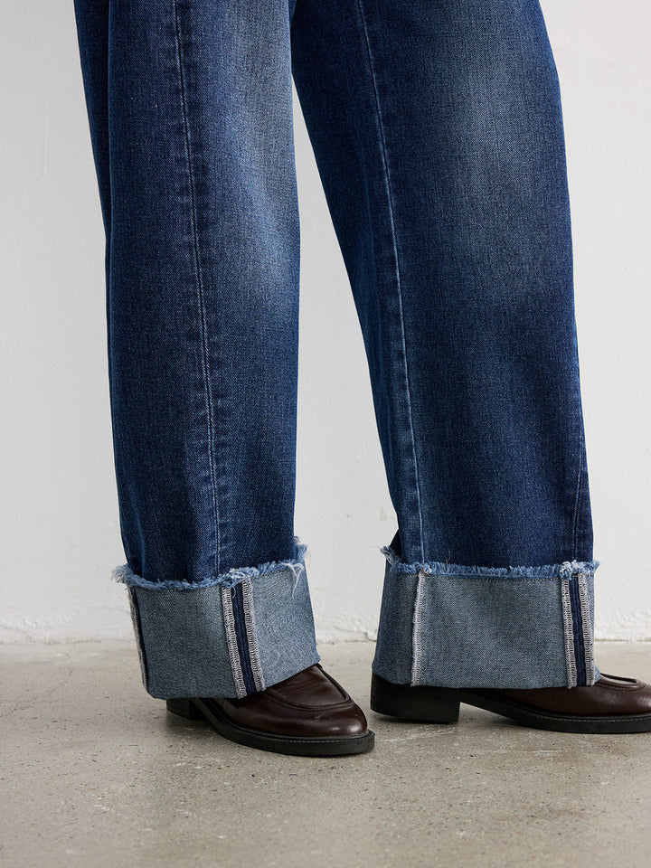 Paça Detaylı Jean Lacivert Regular Fit Kombin - SvelteChic