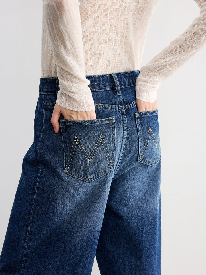 Paça Detaylı Jean Lacivert Regular Fit Görsel 5 - SvelteChic