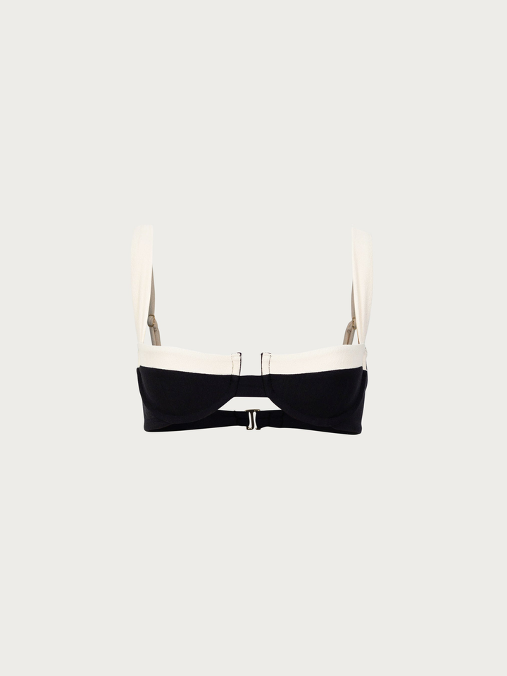 Balenli Bikini Üstü - Siyah/Krem - Siyah / Krem detay
