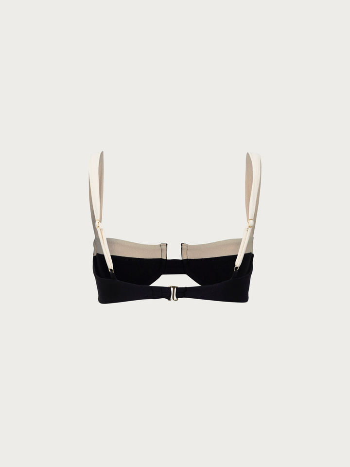 Balenli Bikini Üstü - Siyah/Krem - Siyah / Krem detay
