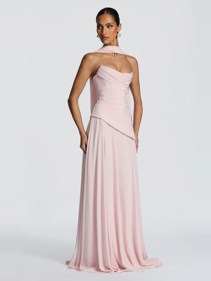 Halter Yaka Maxi Abiye Elbise