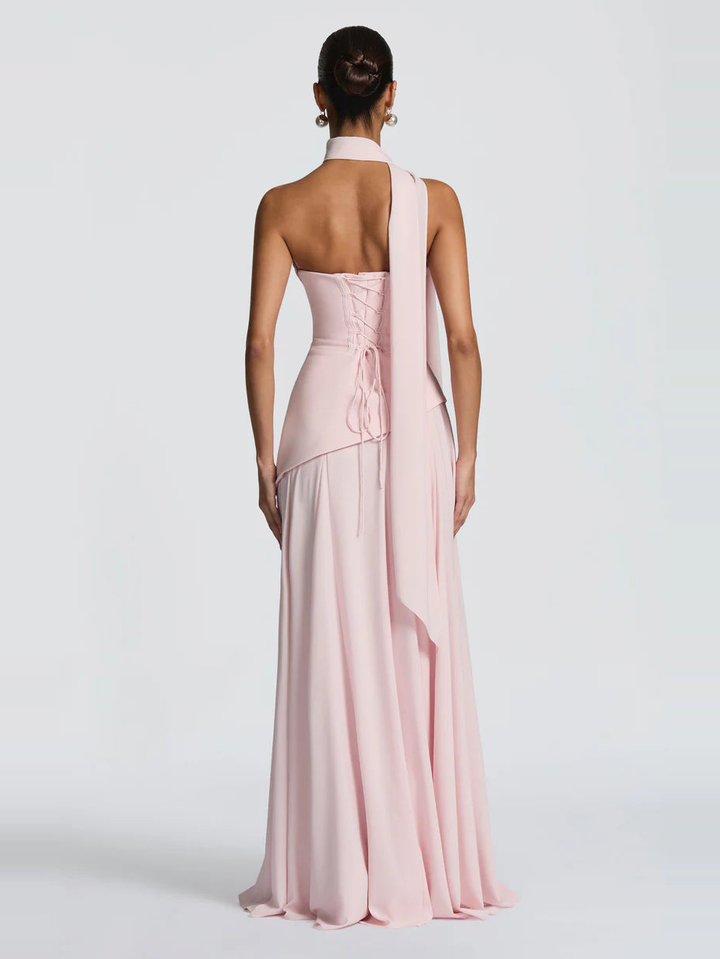 Halter Yaka Maxi Abiye Elbise