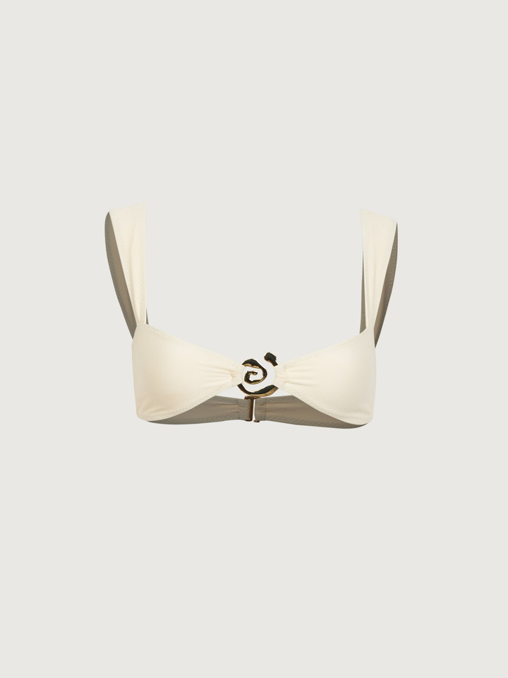 Straplez Bandeau Bikini Üstü - Krem - Krem detay